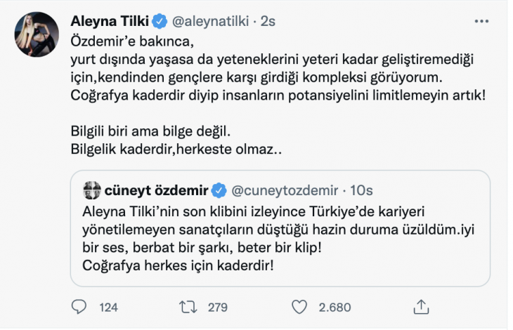 Aleyna Tilki'den Cüneyt Özdemir'e tepki