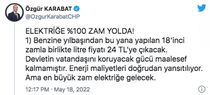 CHP Milletvekilinden İddia: Elektriğe yüzde 100 zam geliyor
