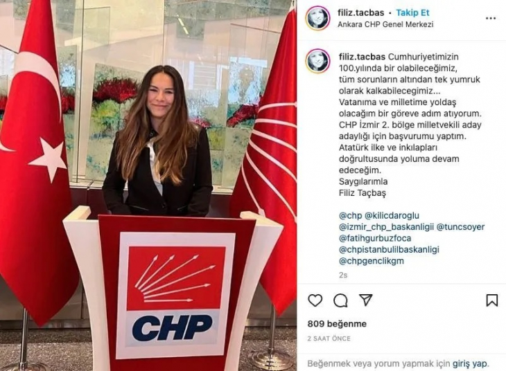 Oyuncu Filiz Taçbaş siyasete atılıyor! CHP'ye başvurusunu yaptı