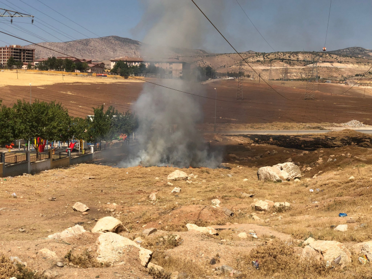 Siirt'te Belediye Parkının Yanındaki Otluk Alanda Çıkan Yangın Söndürüldü