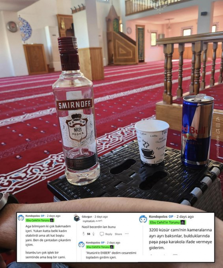Camide içki içip fotoğrafını paylaşan şahıstan rezil sözler