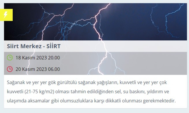 Siirt'te Kuvvetli Fırtına ve Sağanak Yağış Uyarısı: Yerel Halk Dikkatli Olmalı