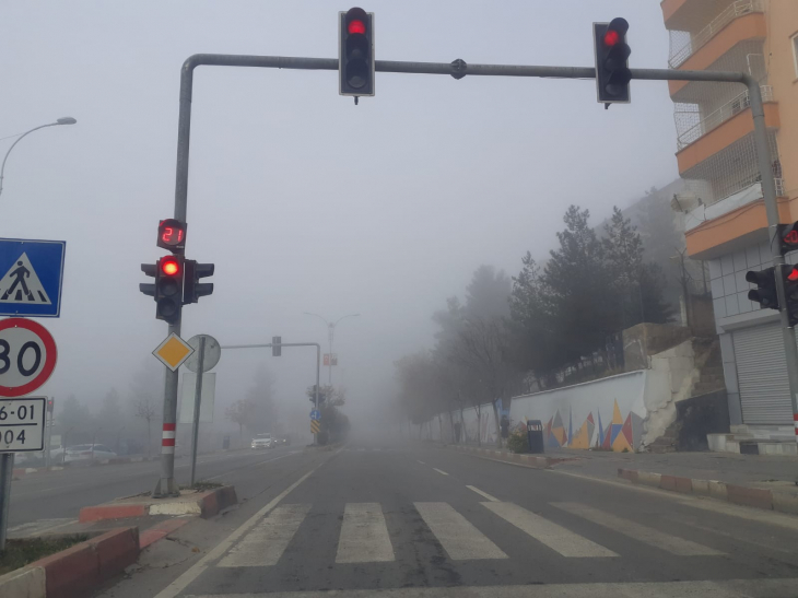 Siirt'te yoğun sis görüş mesafesini 20 metreye kadar düşürdü