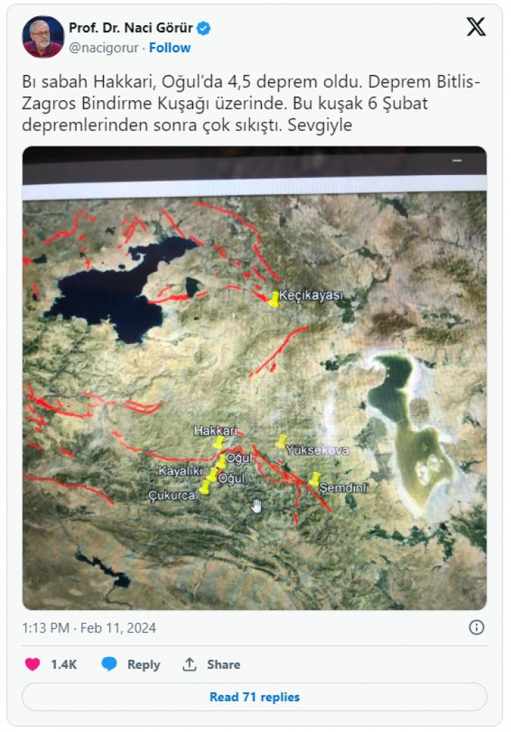 Uzmanlar Naci Görür ve Ahmet Ercan'dan 'Hakkari depremi' yorumu