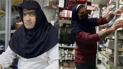 İran'da erkek eczacılar başörtü takarak 'zorunlu başörtüsünü' protesto etti