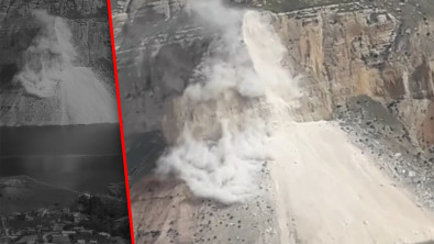 Siirt'te Dağdan Kopan Kaya Parçaları Botan Vadisine Düştü