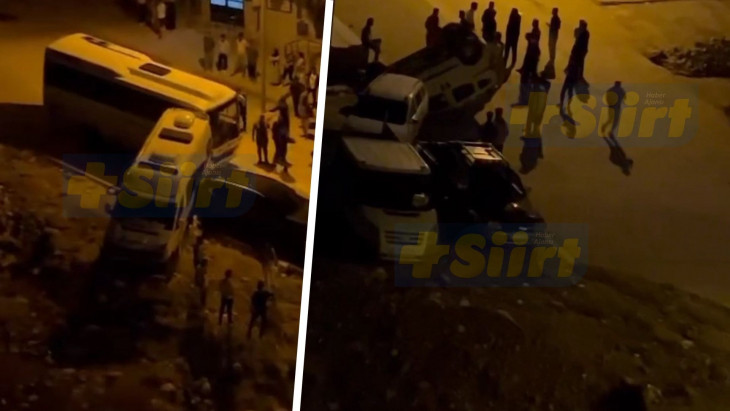 Siirt'te park halindeki otobüsün freni boşaldı, 9 araca çarparak durabildi