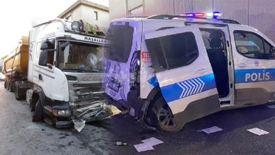 Siirtli genç hafriyat kamyonu ile polis aracına çarpıp kaçtı: 9 yaralı